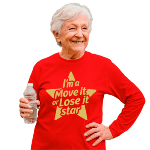 Limited Edition “I’m a Move it or Lose it Star” Long-Sleeve T-Shirt (Red & Gold)